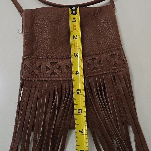 Vintage Pebbled Leather fringed Crossbody Bag EUC - Picture 7 of 9